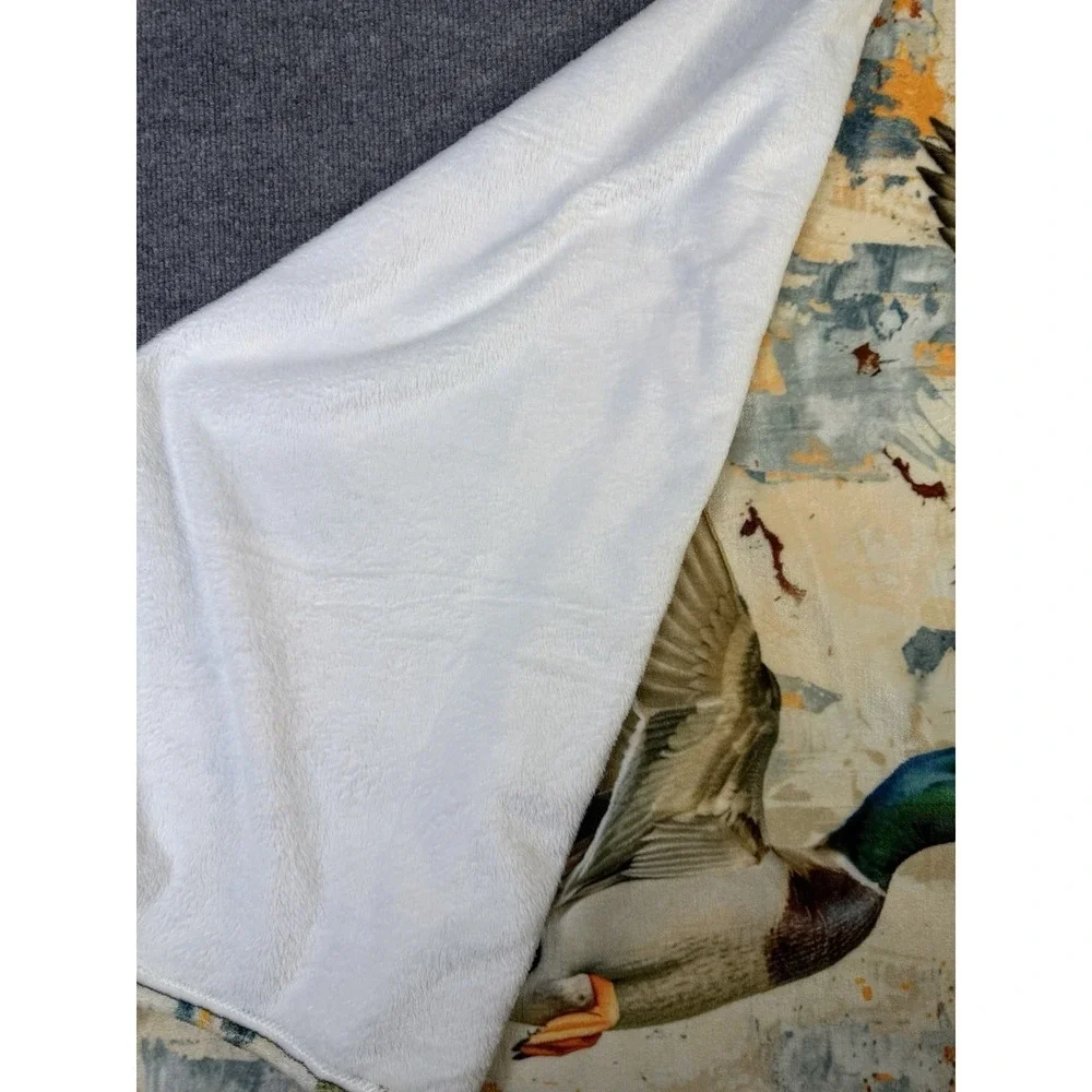 Duck Hunting Throw Blanket Mallard Ducks Plush Fleece 60x50 Camo Lodge‎ Cabin